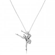 Graceful Ballerina Pose Pendant Necklace 14k White Gold