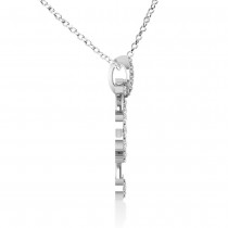 Diamond Vine Leaf Pendant Necklace 14k White Gold (0.24ct)