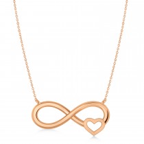 Infinity & Heart Pendant Necklace 14k Rose Gold