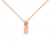 Diamond Bar Pendant Necklace w/Heart 14K Rose Gold (0.21ct)