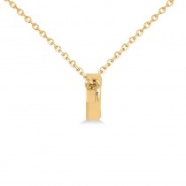 Diamond Bar Pendant Necklace w/Heart 14K Yellow Gold (0.21ct)