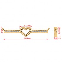 Diamond Bar Pendant Necklace w/Heart 14K Yellow Gold (0.21ct)