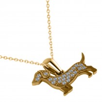 Diamond Accented Dog Pendant Necklace 14K Yellow Gold (0.21ct)