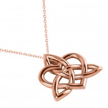 Celtic Trinity Knot Heart Pendant Necklace 14K Rose Gold