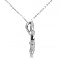 Celtic Trinity Knot Heart Pendant Necklace 14K White Gold