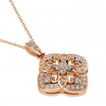 Four Leaf Clover Diamond Pendant Necklace 14k Rose Gold (0.61ct)