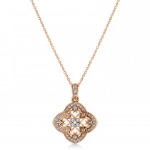 Four Leaf Clover Diamond Pendant Necklace 14k Rose Gold (0.61ct)