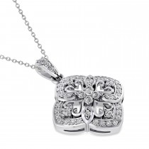 Four Leaf Clover Diamond Pendant Necklace 14k White Gold (0.61ct)