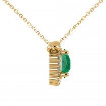 Round Diamond & Emerald Halo Pendant Necklace 14K Yellow Gold (1.40ct)