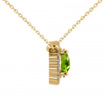 Round Diamond & Peridot Halo Pendant Necklace 14K Yellow Gold (1.25ct)