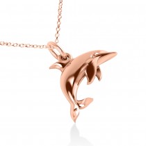 Dolphin Pendant Necklace 14k Rose Gold