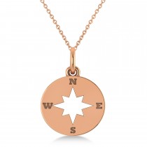 Navigational Compass Pendant Necklace 14k Rose Gold