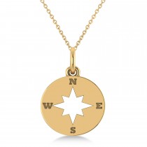 Navigational Compass Pendant Necklace 14k Yellow Gold