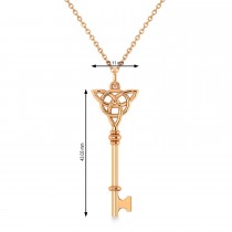 Celtic Knot Key Pendant Necklace 14k Rose Gold