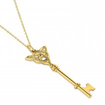 Celtic Knot Key Pendant Necklace 14k Yellow Gold
