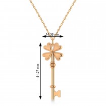 Four Leaf Clover Key Pendant Necklace 14k Rose Gold