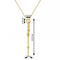 Four Leaf Clover Key Pendant Necklace 14k Yellow Gold