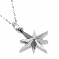 Shinning Bright North Star Pendant Necklace 14k White Gold