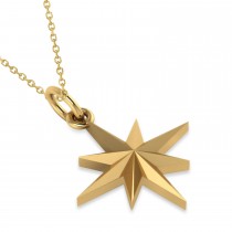 Shinning Bright North Star Pendant Necklace 14k Yellow Gold