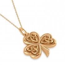 Celtic Knot Three-Leaf Clover Pendant Necklace 14k Rose Gold