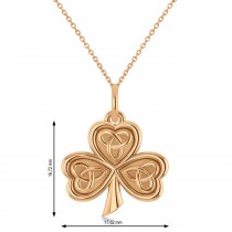 Celtic Knot Three-Leaf Clover Pendant Necklace 14k Rose Gold