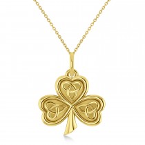 Celtic Knot Three-Leaf Clover Pendant Necklace 14k Yellow Gold