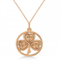 Enclosed Celtic Knot Three-Leaf Clover Pendant 14k Rose Gold
