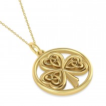 Enclosed Celtic Knot Three-Leaf Clover Pendant 14k Yellow Gold