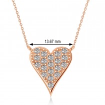 Diamond Pave Elongated Heart Pendant Necklace 14k Rose Gold (0.57ct)