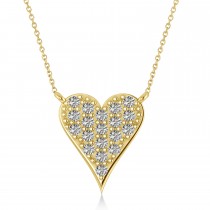 Diamond Pave Elongated Heart Pendant Necklace 14k Yellow Gold (0.57ct)