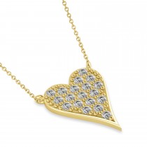 Diamond Pave Elongated Heart Pendant Necklace 14k Yellow Gold (0.57ct)