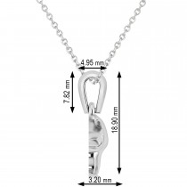 Mighty Pig Charm Pendant Necklace 14k White Gold