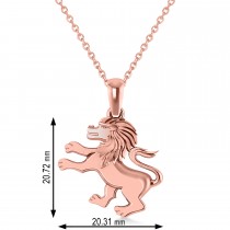 Roaring Lion Charm Pendant Necklace 14k Rose Gold