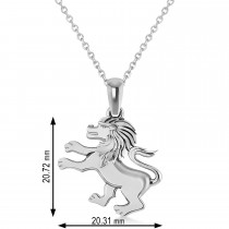 Roaring Lion Charm Pendant Necklace 14k White Gold