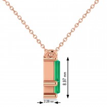 Bar Emerald & Diamond Baguette Necklace 14k Rose Gold (2.10 ctw)