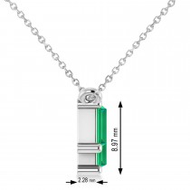 Bar Emerald & Diamond Baguette Necklace 14k White Gold (2.10 ctw)