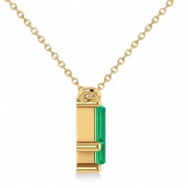 Bar Emerald & Diamond Baguette Necklace 14k Yellow Gold (2.10 ctw)