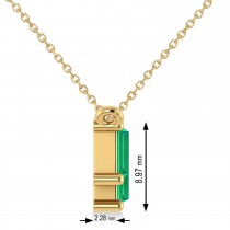 Bar Emerald & Diamond Baguette Necklace 14k Yellow Gold (2.10 ctw)