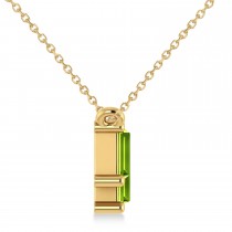 Bar Peridot & Diamond Baguette Necklace 14k Yellow Gold (2.30 ctw)