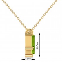 Bar Peridot & Diamond Baguette Necklace 14k Yellow Gold (2.30 ctw)