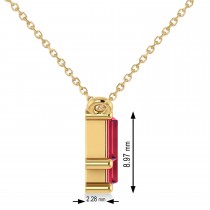 Bar Ruby & Diamond Baguette Necklace 14k Yellow Gold (3.10 ctw)