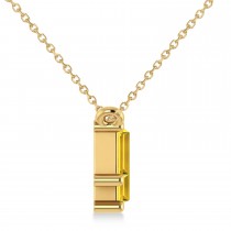Bar Yellow Sapphire & Diamond Baguette Necklace 14k Yellow Gold (3.10 ctw)
