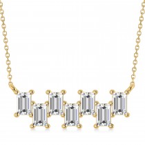 Bar Diamond Baguette Pendanat Necklace  14k Yellow Gold (2.10 ctw)