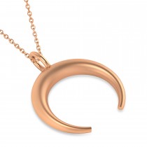 Crescent Moon Horn Pendant Necklace 14k Rose Gold