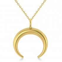 Crescent Moon Horn Pendant Necklace 14k Yellow Gold