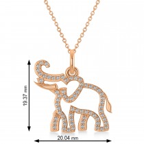 Diamond Elephant Pendant Necklace 14k Rose Gold (0.34ct)