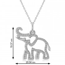Diamond Elephant Pendant Necklace 14k White Gold (0.34ct)
