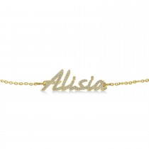 Personalized Diamond Name Anklet 14k Yellow Gold