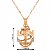 Men's United States Navy Anchor Pendant Necklace 14k Rose Gold