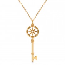 Diamond Compass Key Pendant 14k Rose Gold (0.08 ctw)